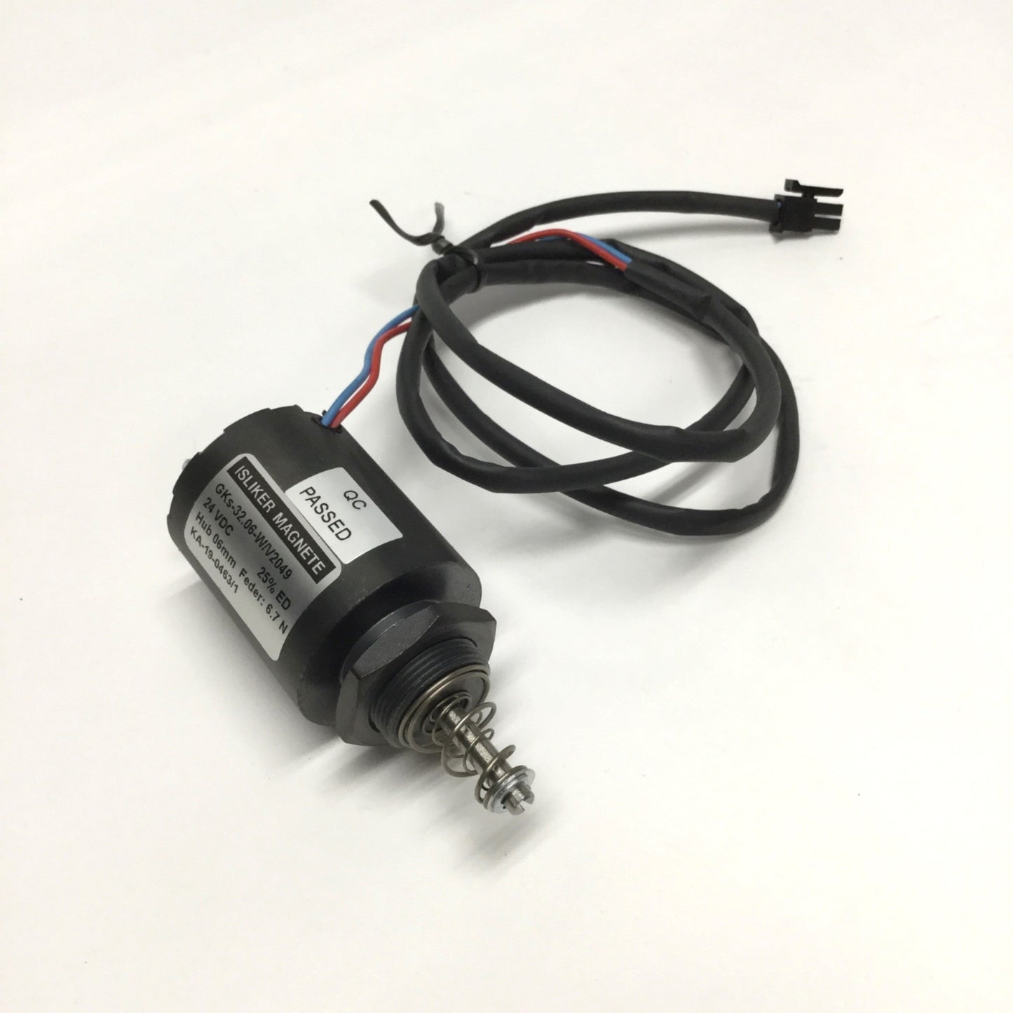 Used Isliker GKs-32.06-W Push Solenoid 24VDC, 6mm Stroke, Spring Return, 25% ED