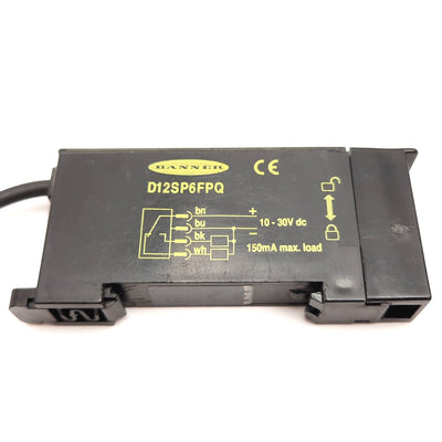 Used Banner D12SP6FPQ Fiber Optic Sensor Amplifier, 10-30VDC, PNP, 4-Pin QD