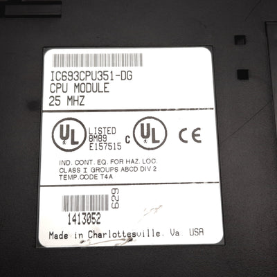 Used GE Fanuc IC693CPU351-DG Series 90-30 PLC CPU Module, 25 MHz, RS-232, RS-485