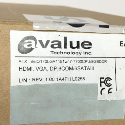 New Other Avalue EAX-Q170KP-A1R Industrial Motherboard Intel i7-7700 CPU 3.6GHz, 8GB DDR4