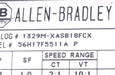 Used Allen-Bradley 1329M-XASB18FCX Variable Speed AC Motor 230/460v No Electrical Box