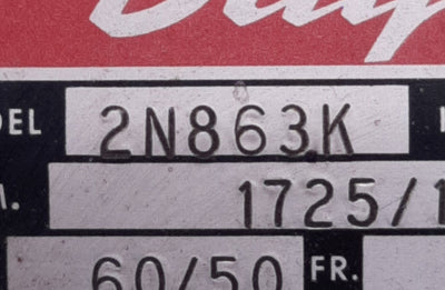 Used Dayton 2N863K Cont Duty AC Motor 1/4 HP, D56, 1425/1725RPM, 208-220/440V