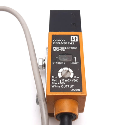 Used Omron E3S-VS1E42 Photoelectric Sensor Switch, Range: 12mm, Supply: 12-24VDC, NPN