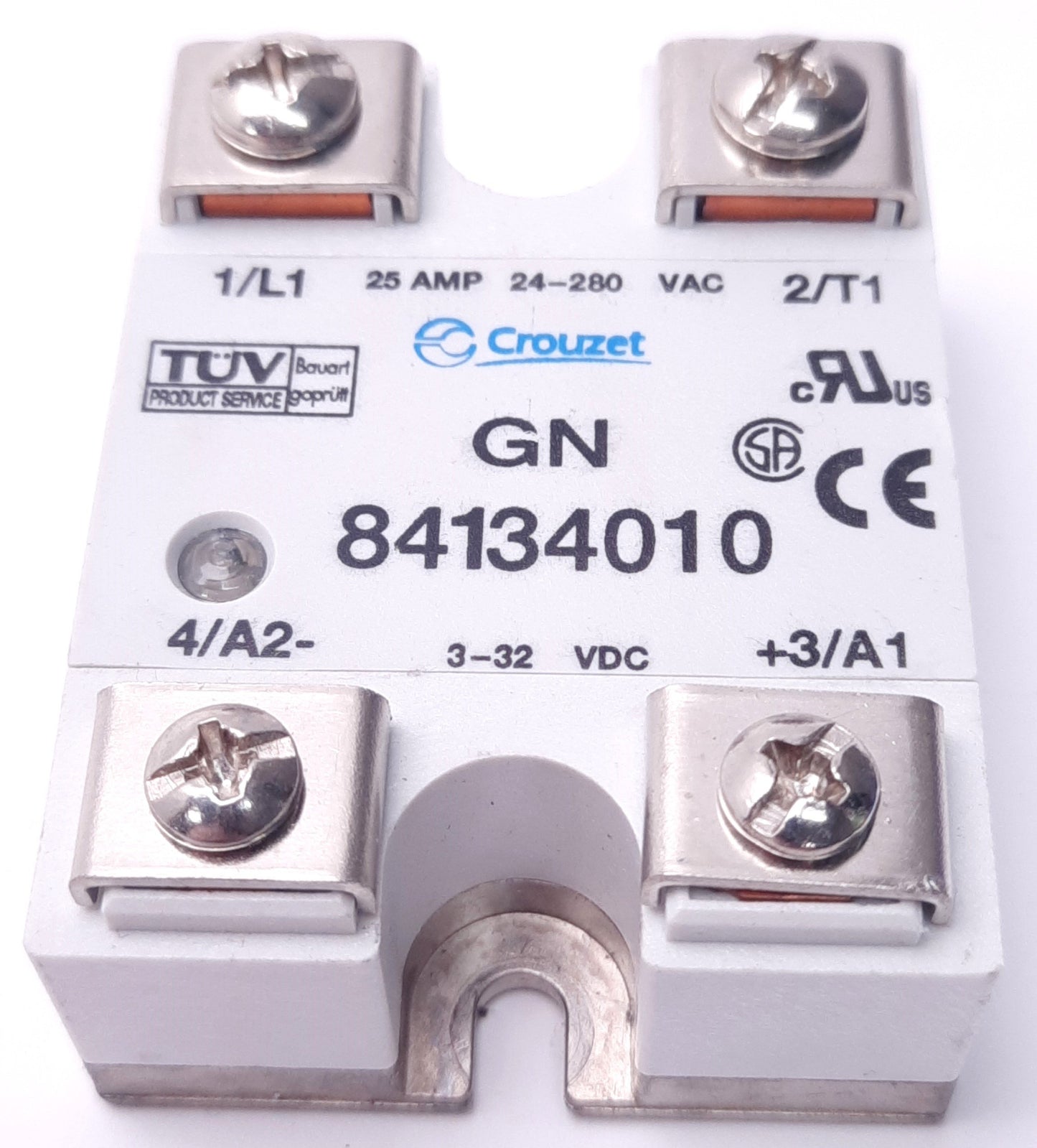Used Crouzet GN 84134010 Solid State Relay 3-32v DC Control, 24-280v AC 25A Output