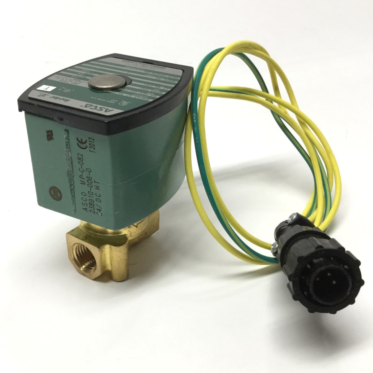 Used ASCO 8262H262 Red Hat II Solenoid 2-Way N.O. Brass Shutoff Valve 1/4" NPT, 24VDC