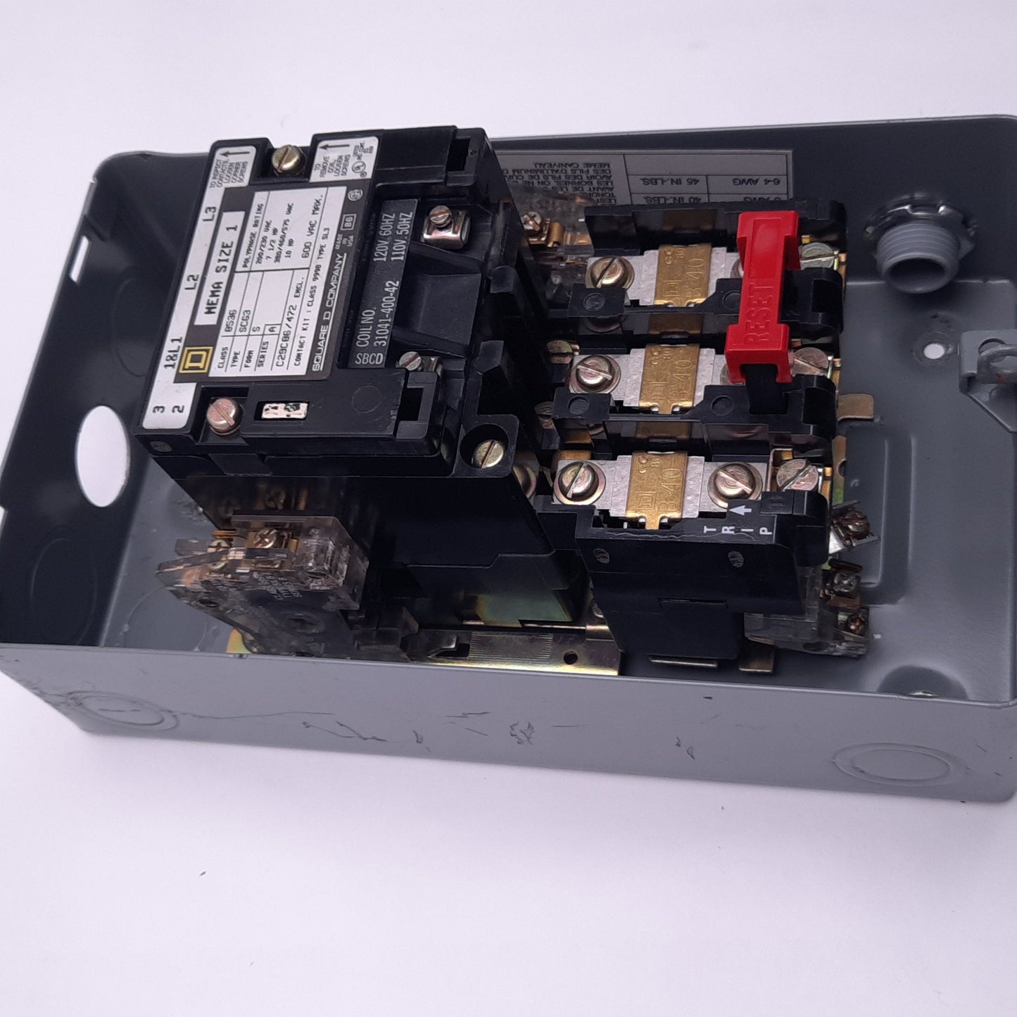 Used SquareD SCG3 Motor Starter & Enclosure, 200V-575VAC, 7 1/2-10HP, x2 9999SX-6