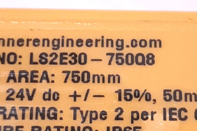 Used Banner LS2E30-750Q8 EZ Screen Type 2 Emitter 750mm, 15m Range 24v DC 50mA, M12
