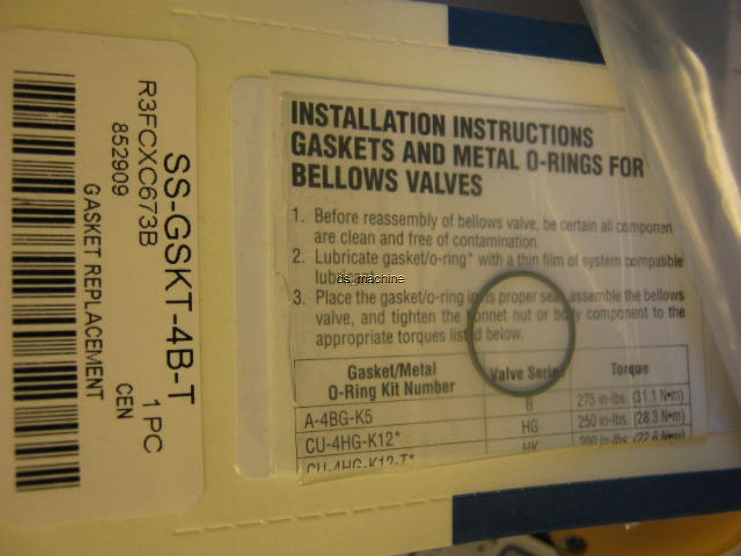 New Swagelok SS-4BK-TH3-10 Sealed Bellows Valve Stainless w/ O-Ring