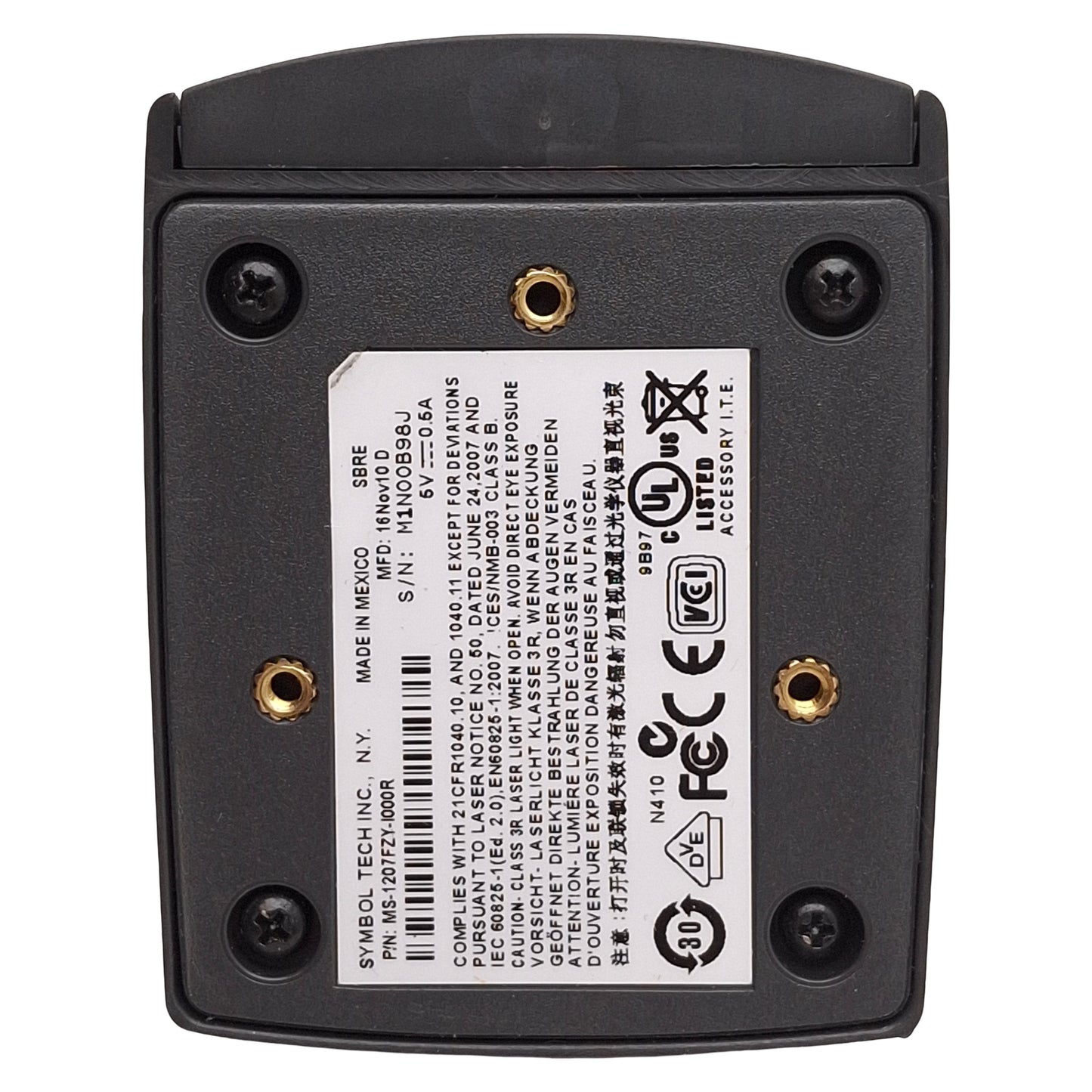 Used Symbol MS-1207FZY-I000R MiniScan Fixed Barcode Scanner Reader, 36 Scan/s, 650nm