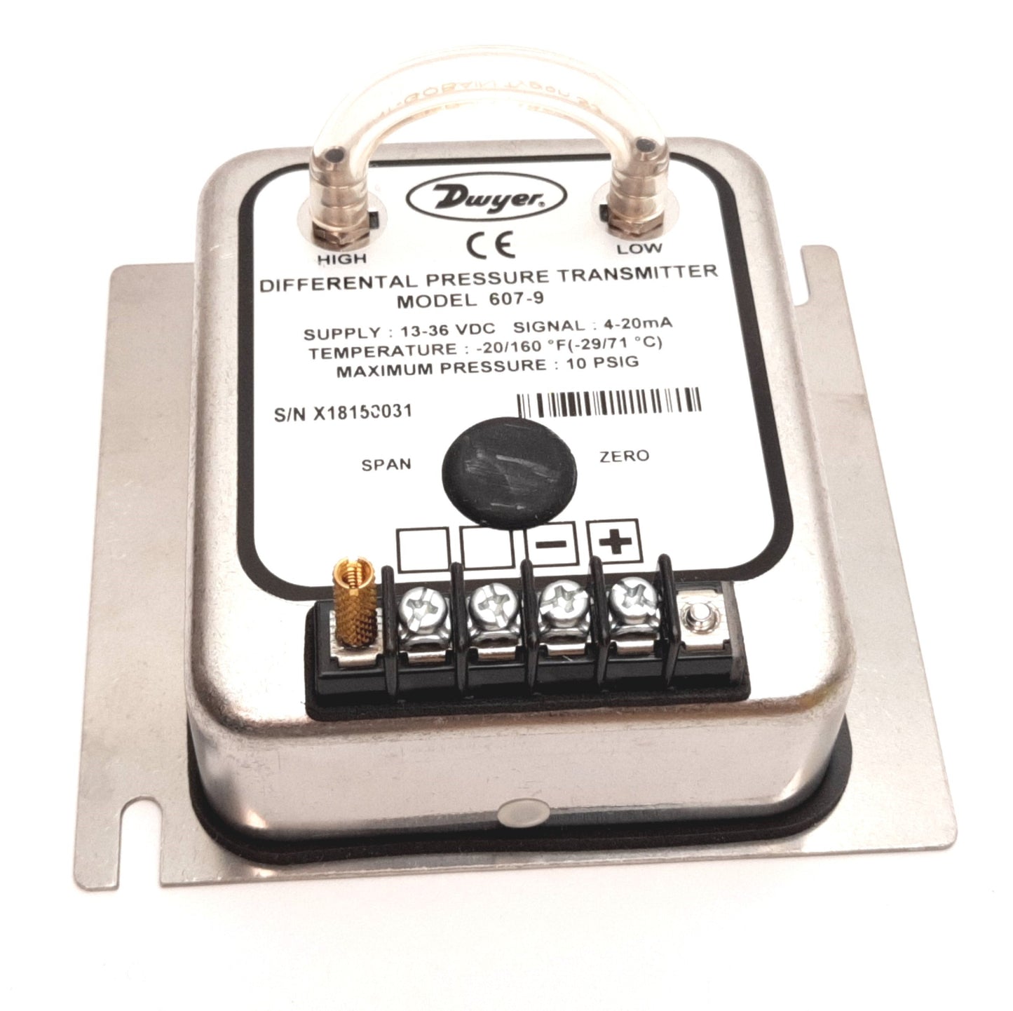 New Dwyer 607-9 Differential Pressure Transmitter, Range: 0-25"w.c., 13-36VDC