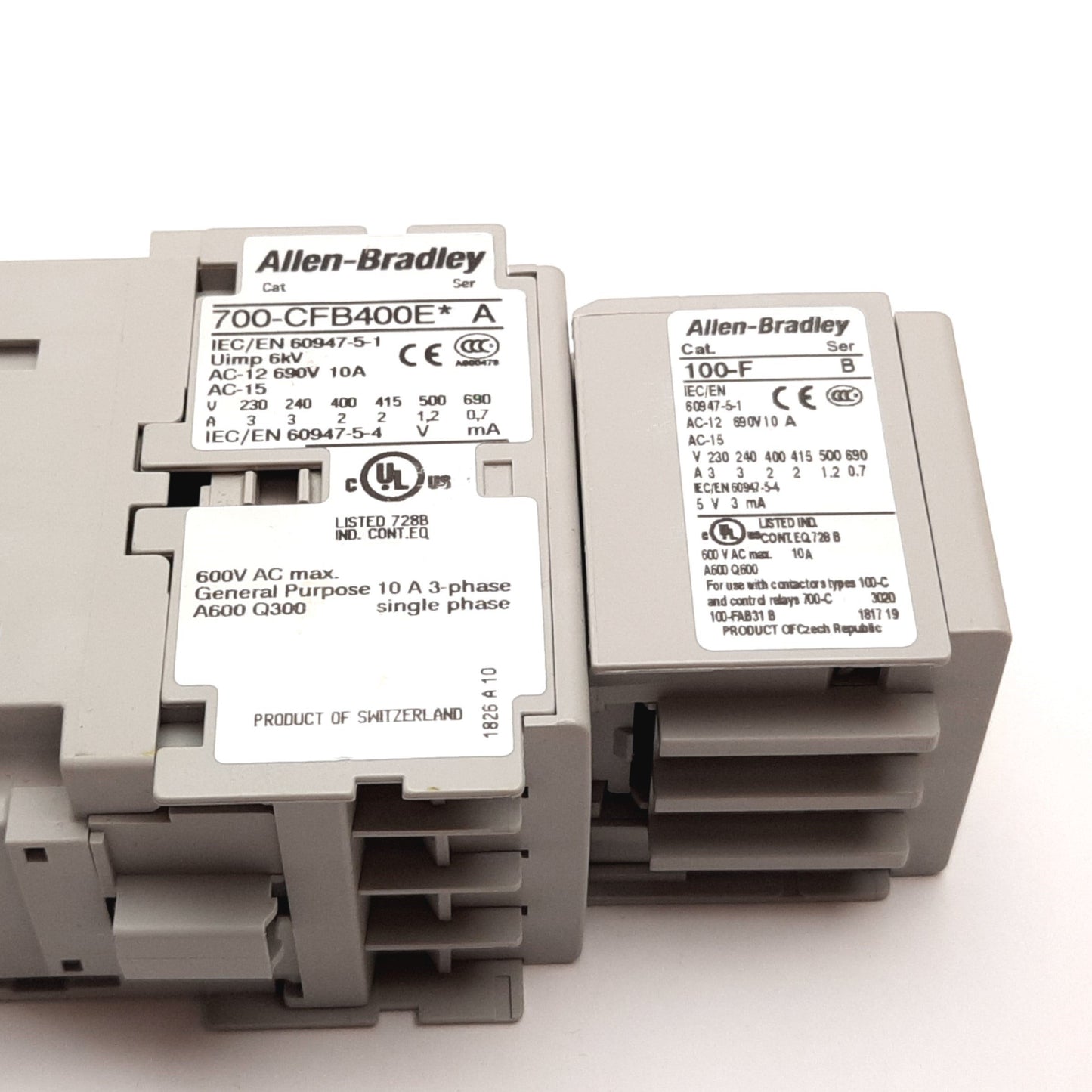 New Allen Bradley 700-CFB400E* Contactor, 4-Pole N/O, Coil 24VDC, W/ 100-F Auxiliary