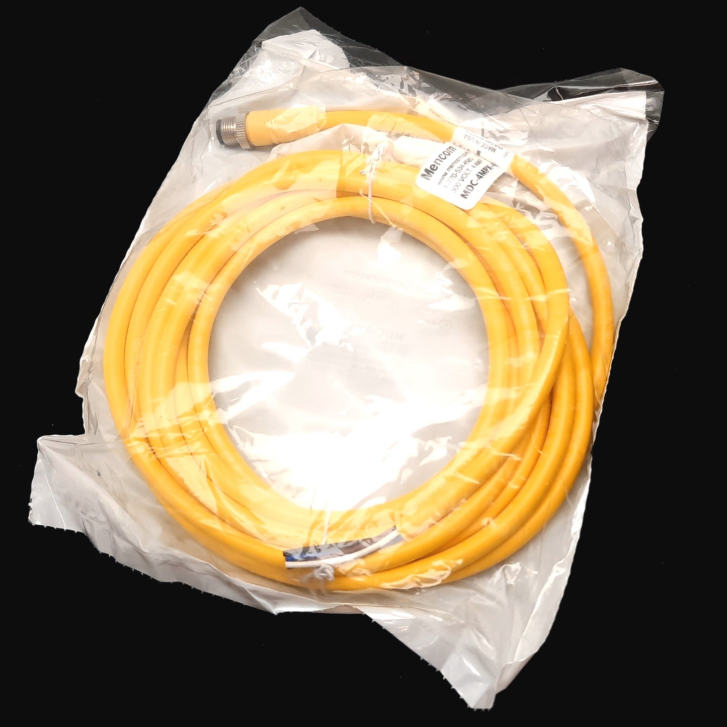 New Mencom MDC-4MPX-4M Cordset, 4-Pin M12 Male to Flying Leads, 4m Long, 300V 4A
