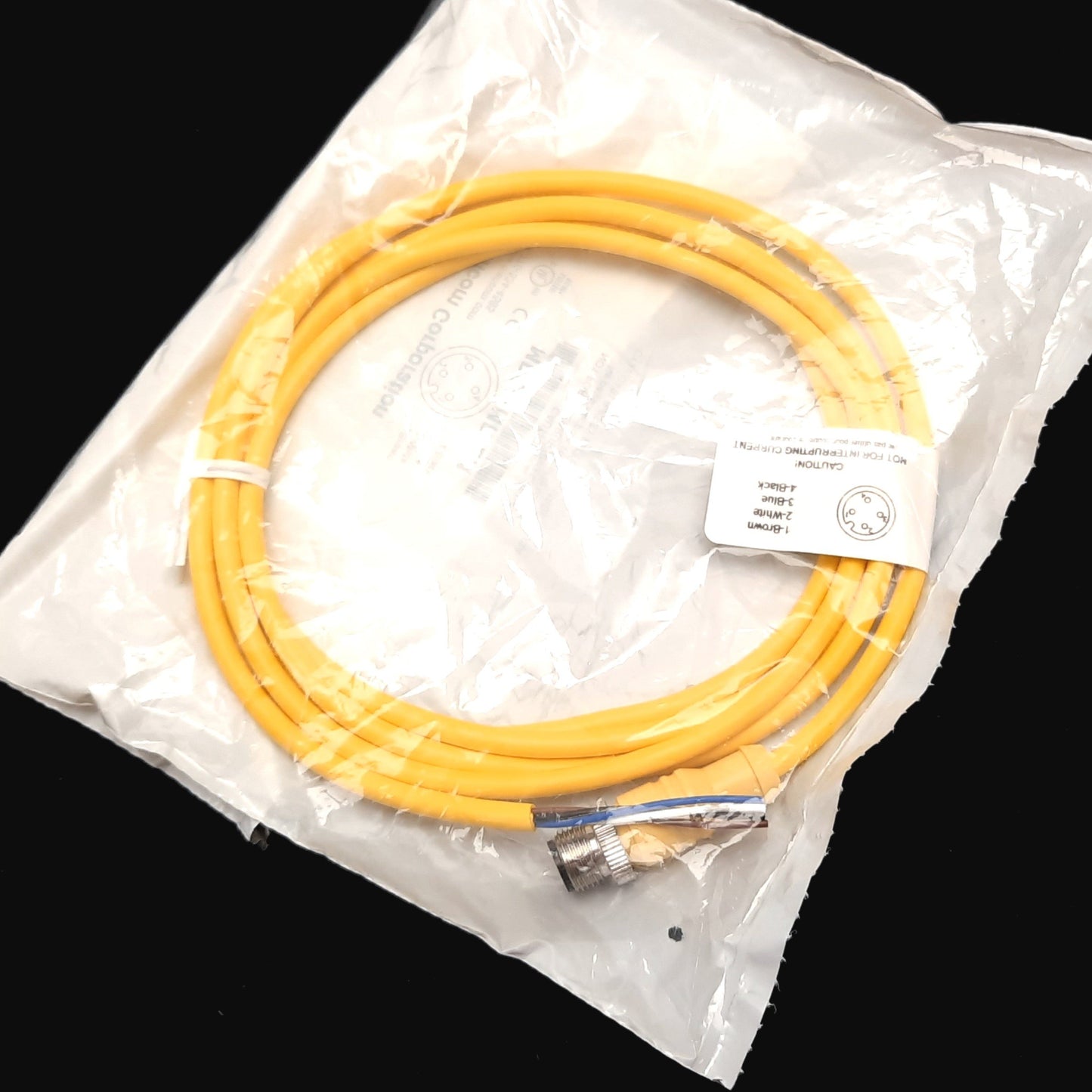 New Mencom MDC-4MP-2M Cordset, 4-Pin M12 Male to Flying Leads, 2m Long, 300V 4A