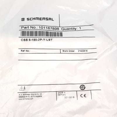 New Schmersal CSS 8-180-2P-Y-LST Safety Sensor, Inductive, 24VDC, 8mm, PNP Outputs