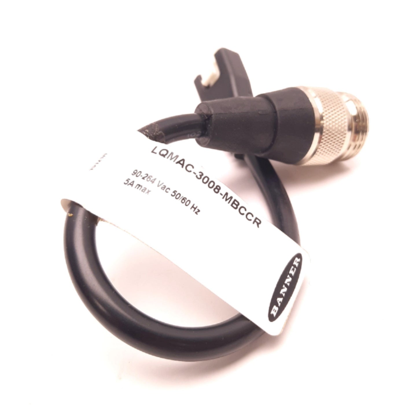 New Banner LQMAC-3008-MBCCR Supply Cable Cordset 3 Pin, 90-264VAC, 5A, 25CM