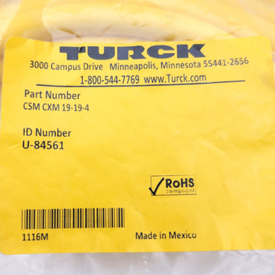 New TURCK CSM CXM 19-19-4 Actuator And Sensor Extension Cordset, M23, 4 Meter