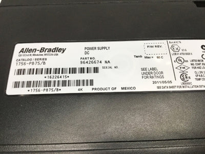 Allen Bradley 1756-PB75 ControlLogix Power Supply 24VDC Input, 1.2-24VDC Output