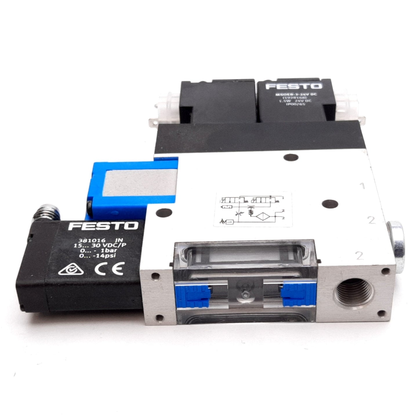 New FESTO VADMI-95-P 162528 Vacuum Generator 24VDC, PNP, 29-116psi, 25inhg, G1/8