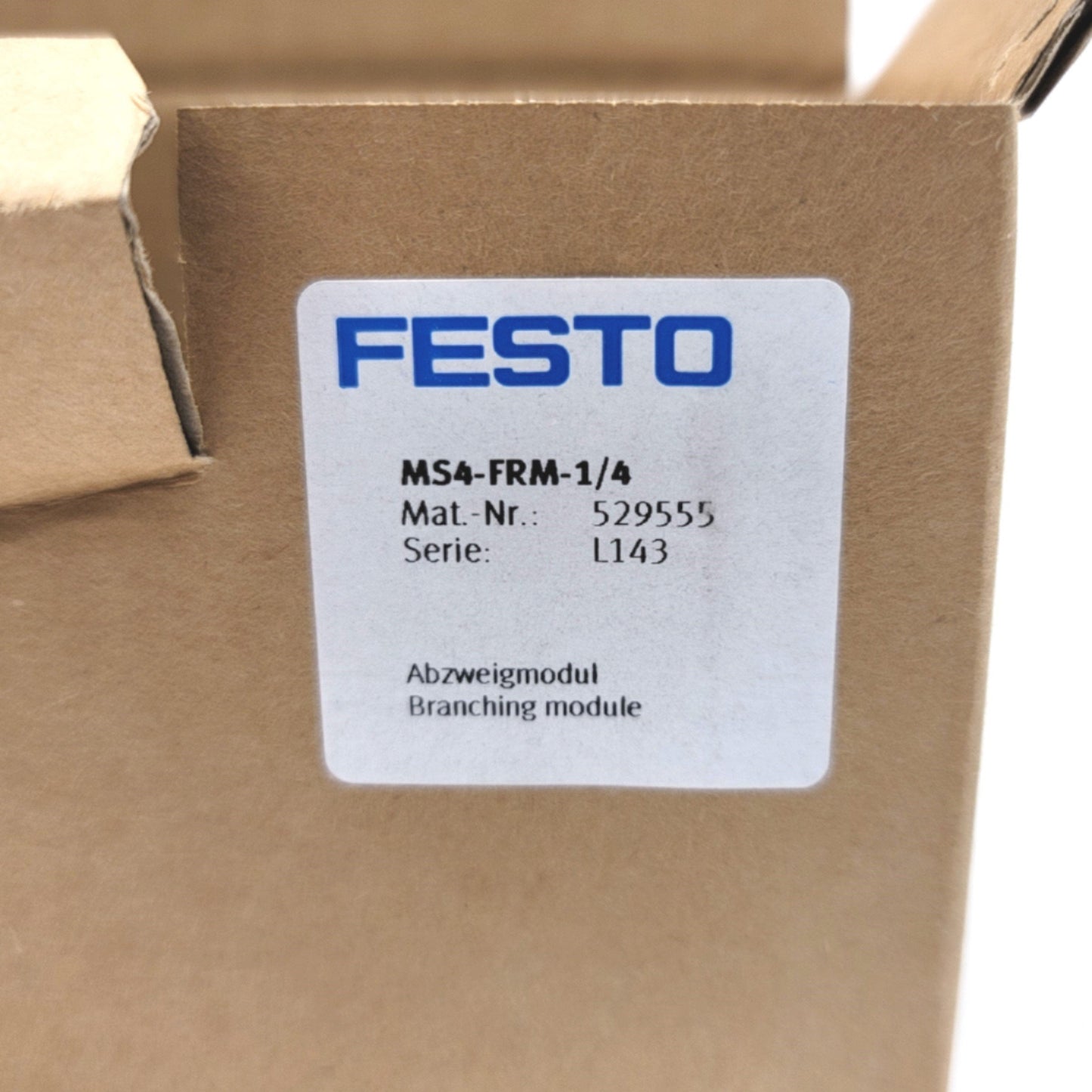 New Festo MS4-FRM-1/4 529555 4-Port Branching Module, 210psi Max, G1/4, 4600l/min