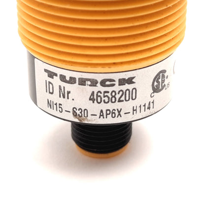 Used Turck Ni15-S30-AP6X-H1141 Inductive Proximity Sensor, 15mm, 10-30VDC, M12 4-Pin