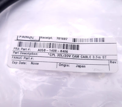 New Fanuc A05B-1408-K406 Camera Cable HRS 10Pin Male to 12-Pin High Rose Female 3.5m