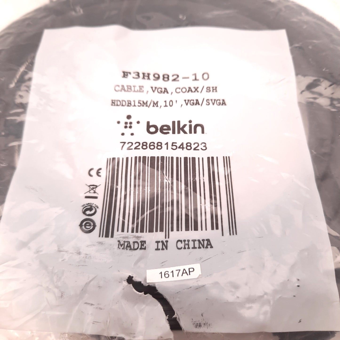 New Belkin F3H982-10 Coax High Resolution Monitor VGA Cable 15 Pin Male D-Sub