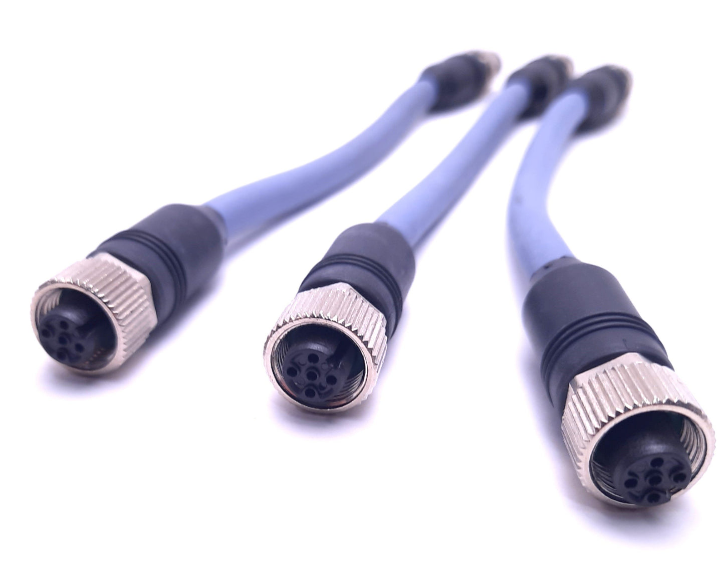Used Lot of 3 Burkert 772492 Bus Cable Extension M12 5-Pin M/F, 0.1M Length