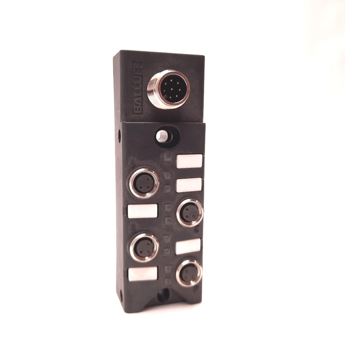 Used Balluff BPI00A7 Distribution Box, 10-30VDC PNP M12 8 Pin M, M8 x 4 Ports 3 Pin F