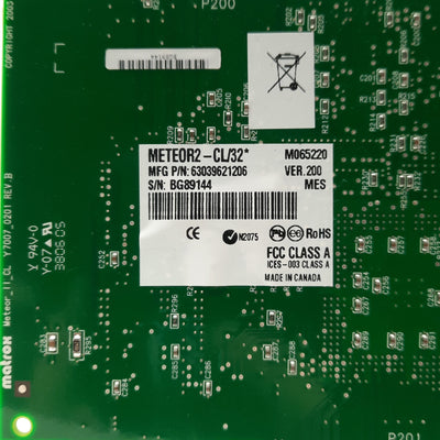 Used Matrox METEOR2-CL/32* Ver.200 Frame Grabber Card PCI 50MHz 2x CL