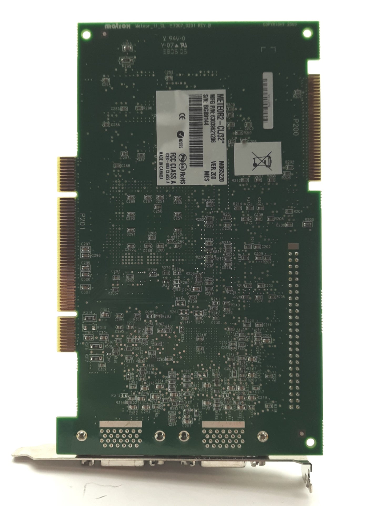 Used Matrox METEOR2-CL/32* Ver.200 Frame Grabber Card PCI 50MHz 2x CL