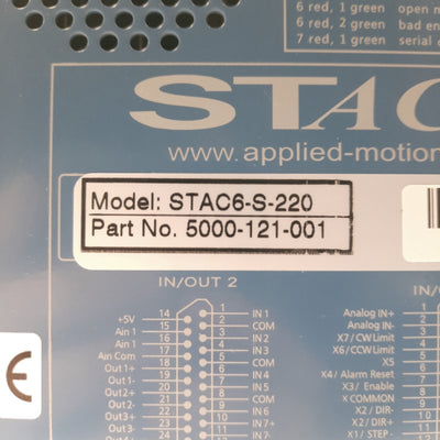 Used Applied Motion Products STAC6-S-220 Stepper Drive 1-Axis .5-3.2A/Phase 220VAC