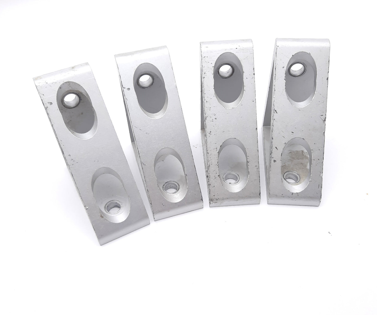 Used Lot of 4 80/20 4336 Tall Gusseted Inside 90° Corner Bracket, 4-Hole, 15 Series