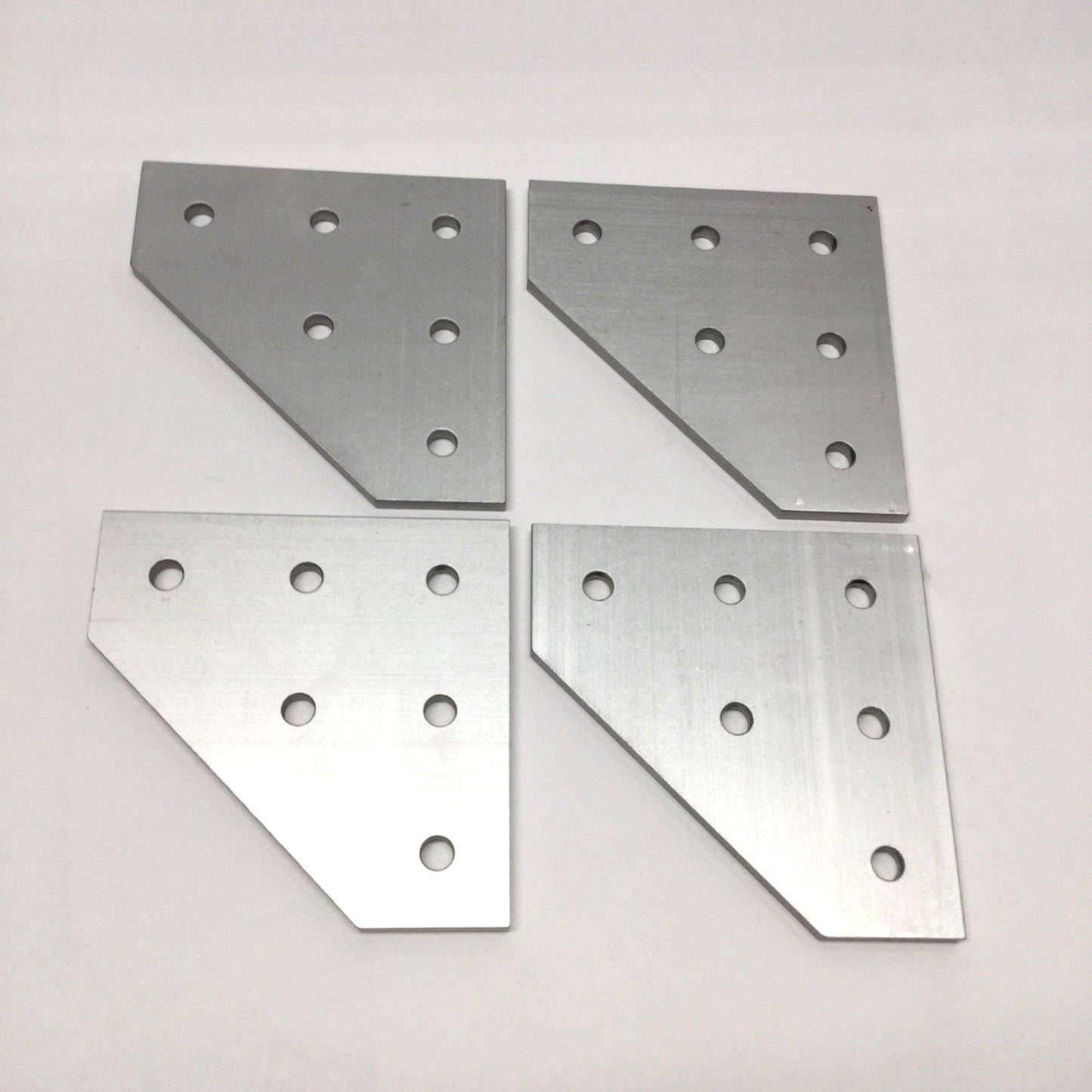Used Lot of 4 80/20 4461 Aluminum 90° Angled Squared Flat Plates, 6-Hole, 15-Series