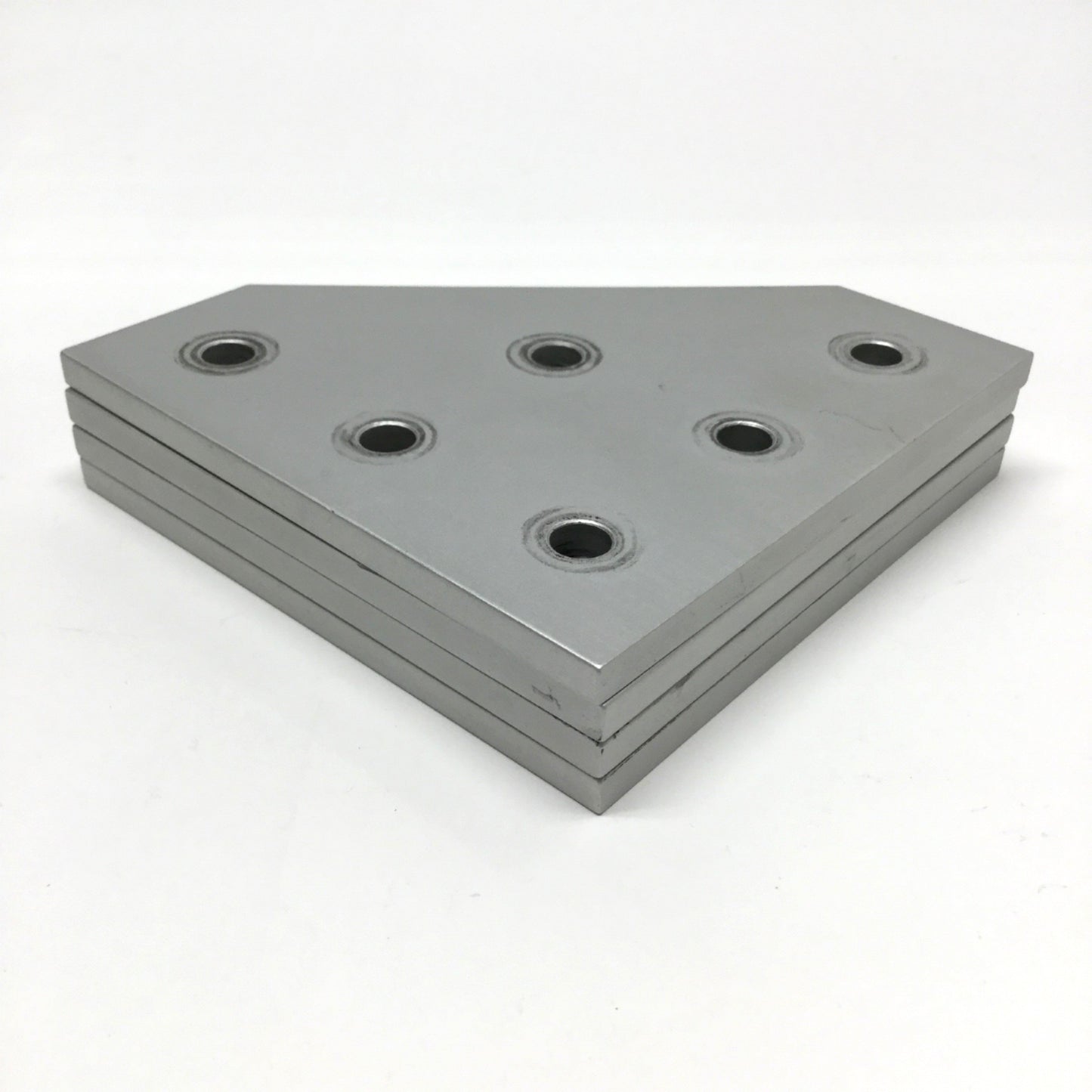 Used Lot of 4 80/20 4461 Aluminum 90° Angled Squared Flat Plates, 6-Hole, 15-Series