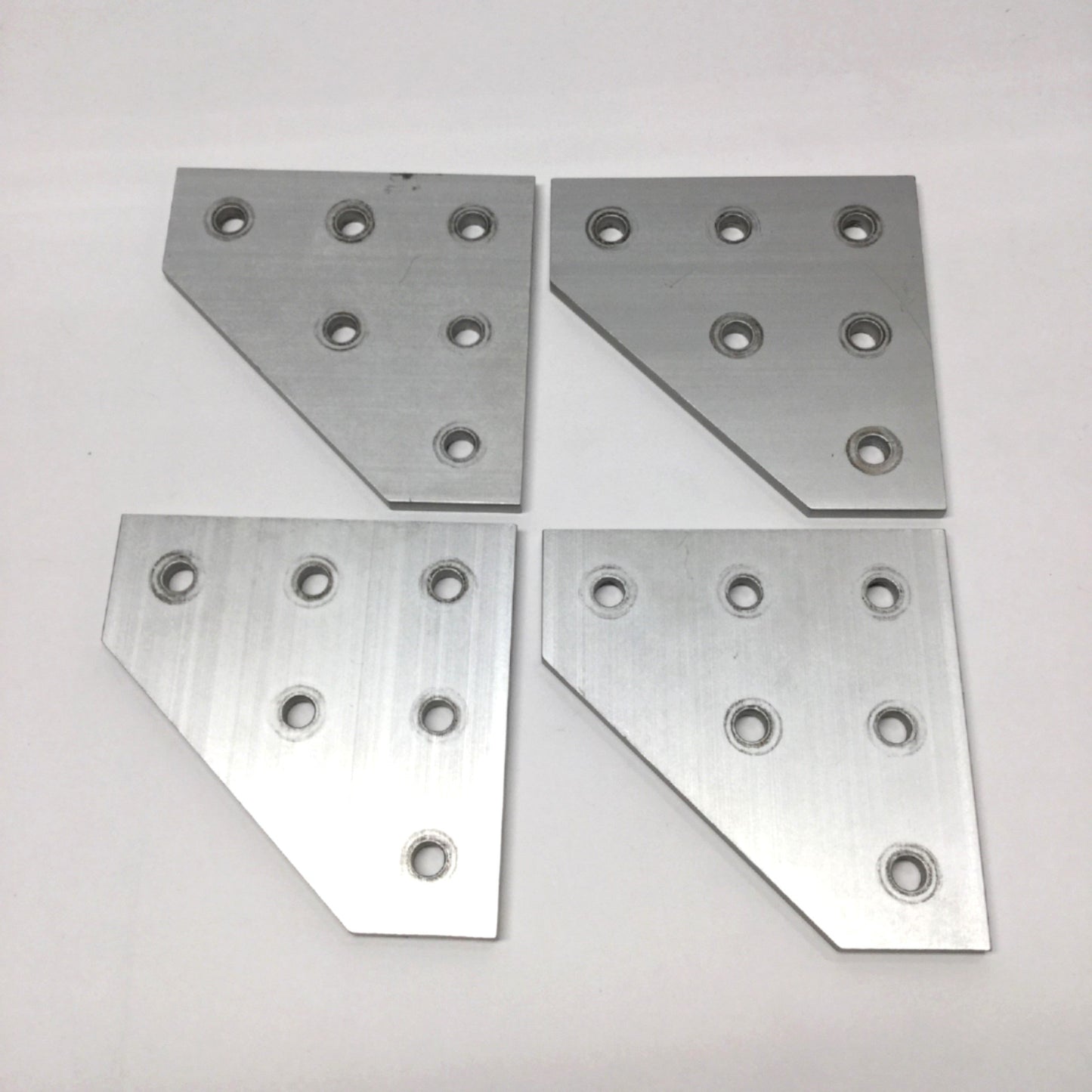 Used Lot of 4 80/20 4461 Aluminum 90° Angled Squared Flat Plates, 6-Hole, 15-Series