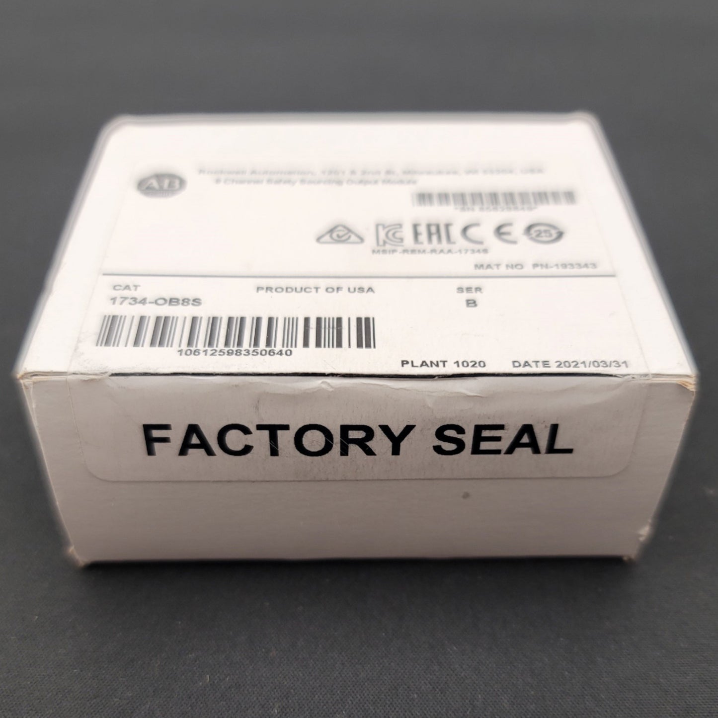 New Allen Bradley 1734-OB8S Ser B DC Safety Output Module, 8 Points, Output: 24VDC