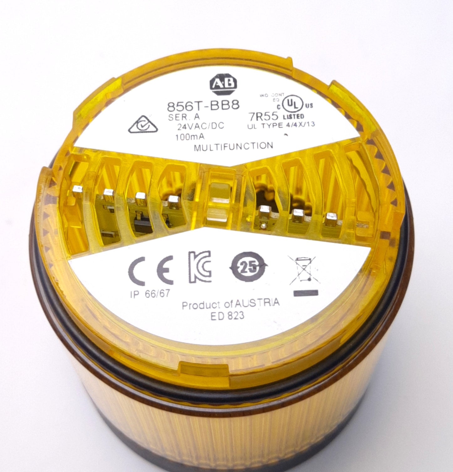 New – Open box Allen-Bradley 856T-BB8 Tower Stack Light 70mm Multi-Function LED, 24vAC/DC 100mA