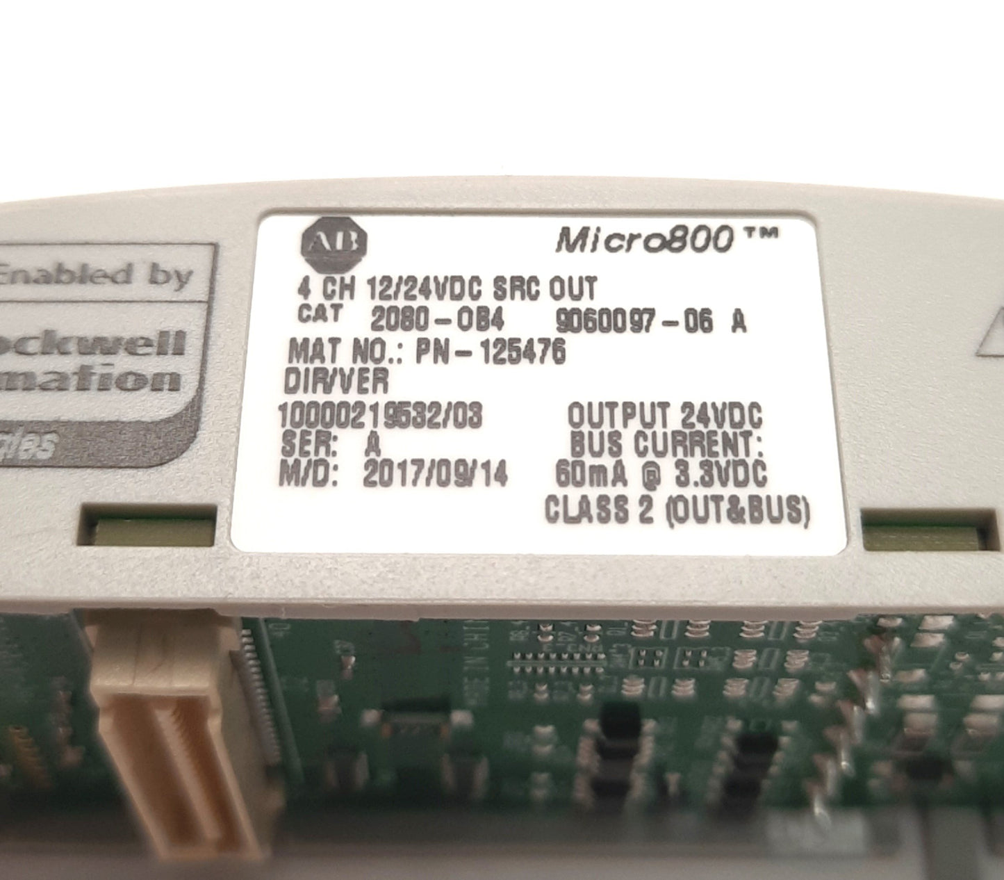 Used Allen-Bradley 2080-OB4 Micro800 Plug-In Module 4-Point, 12/24v DC Source Output