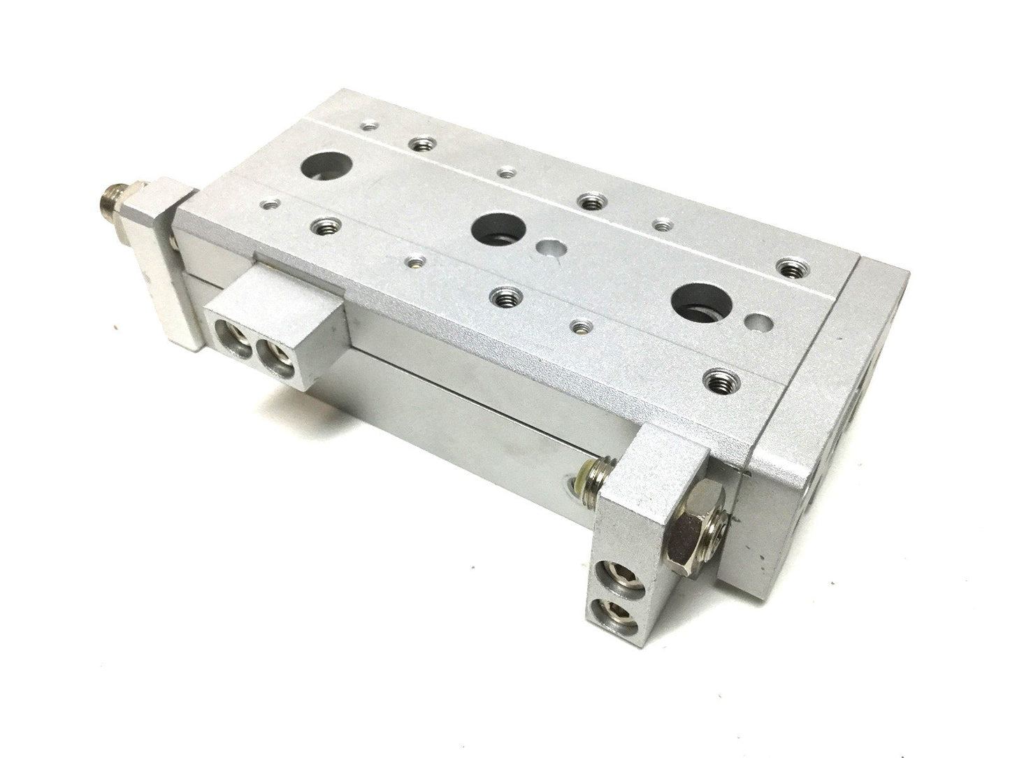 Used SMC MXS12-50A Compact Air Slide Table Dual Rod Bore:12mm, Stroke:50mm Adjustable
