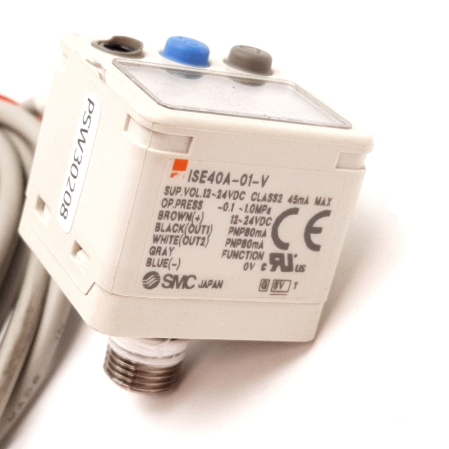 Used SMC ISE40A-01-V Digital Pressure Switch, -0.1 to 1.0MPa, 12-24VDC, *Bad Button*