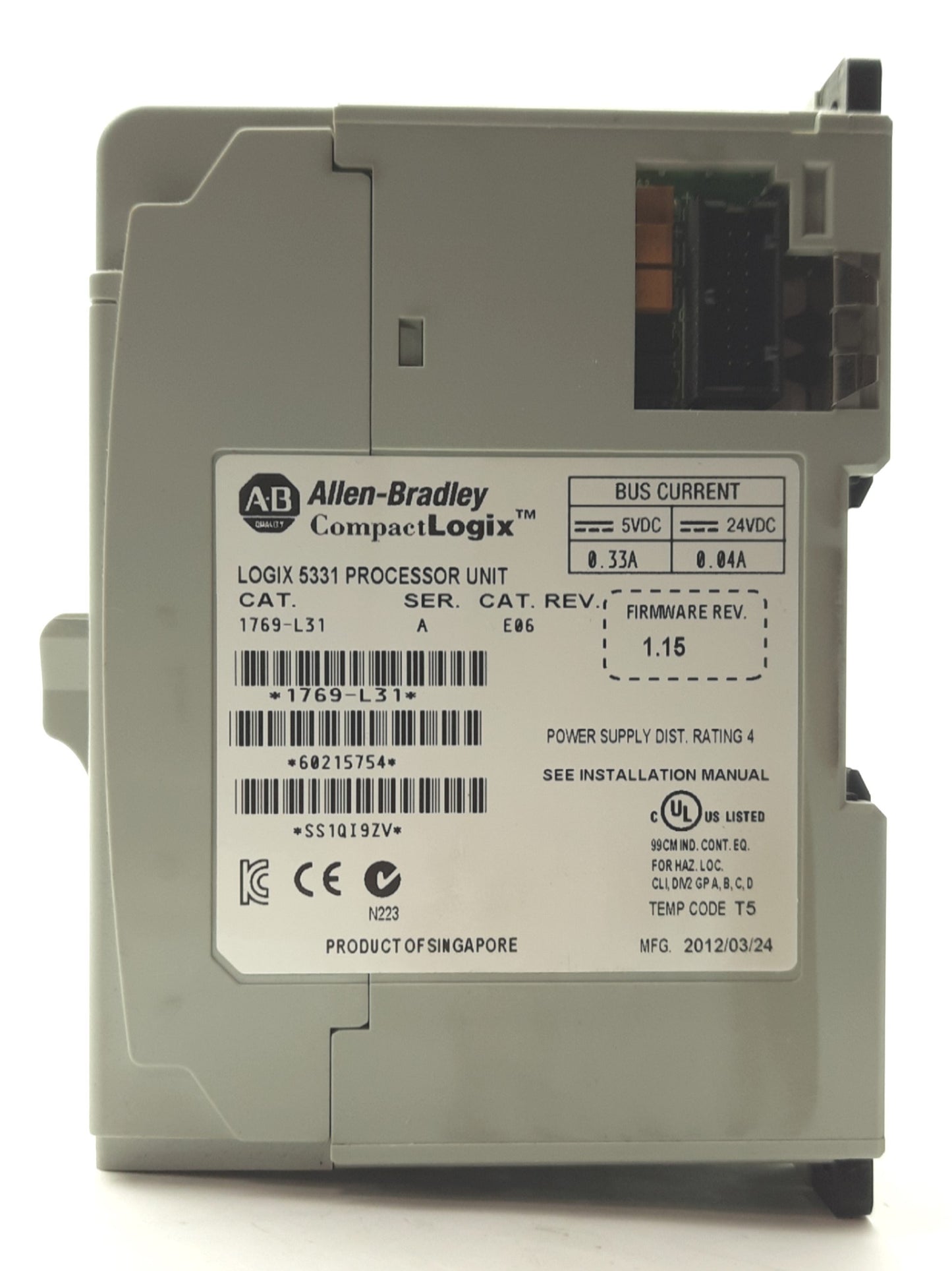 Used Allen Bradley 1769-L31 CompactLogix I/O 5331 Processor Controller Unit CPU 512KB