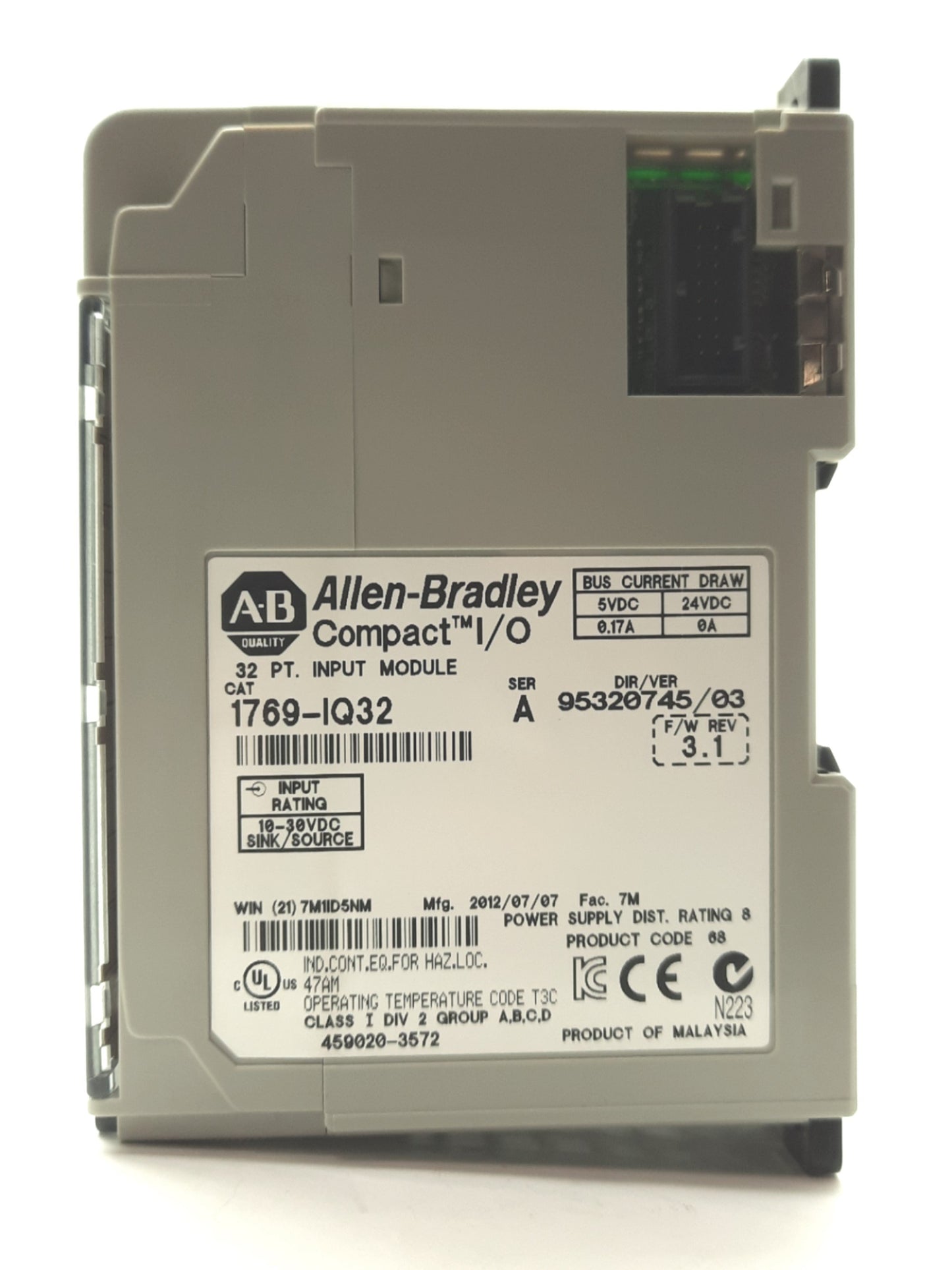 Used Allen Bradley Ser. A 1769-IQ32 Compact I/O Digital Input Module, 32-Point, 24VDC