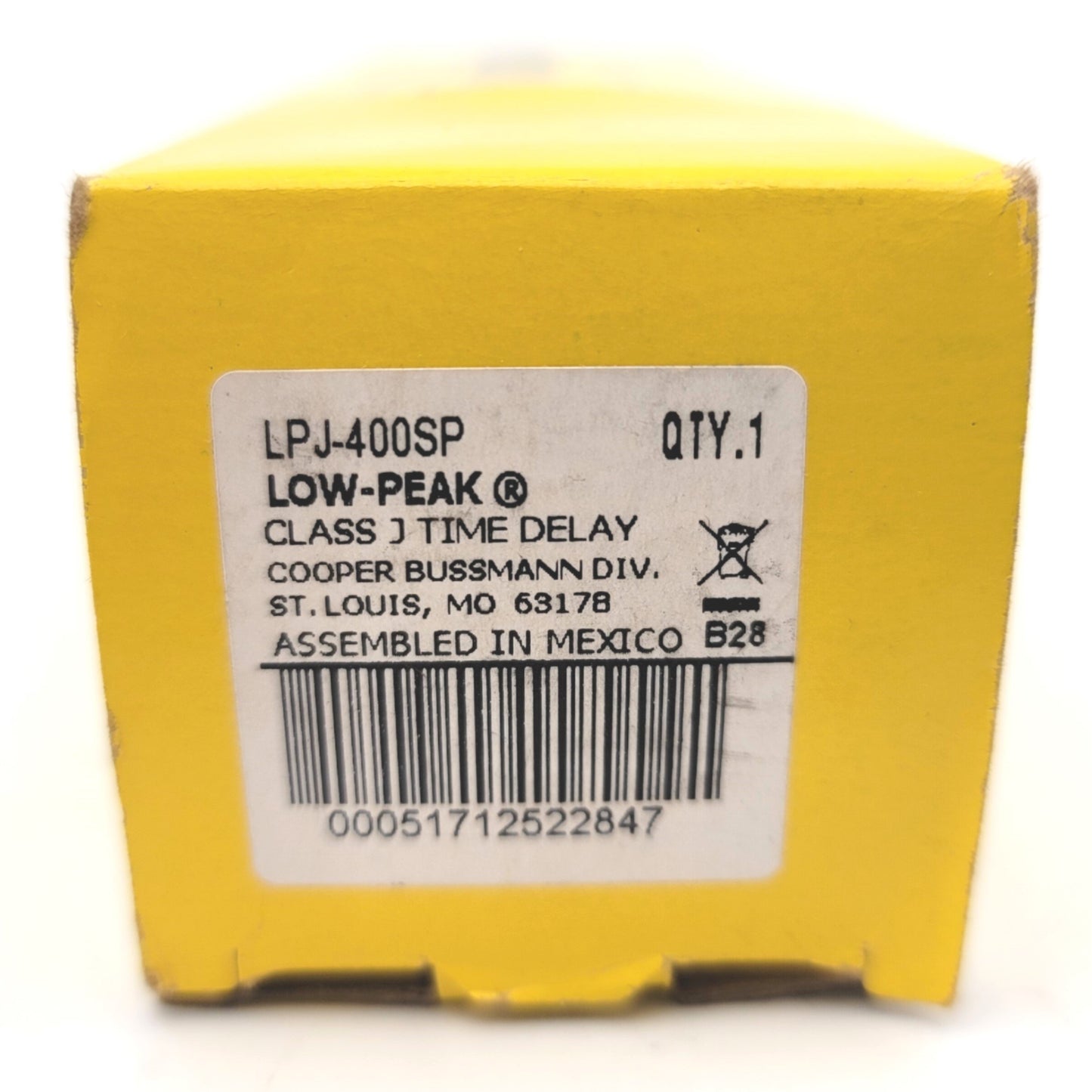 Used Bussmann LPJ-400SP Low Peak Dual Element Blade Body Fuse, 600VAC/300VDC, 400A