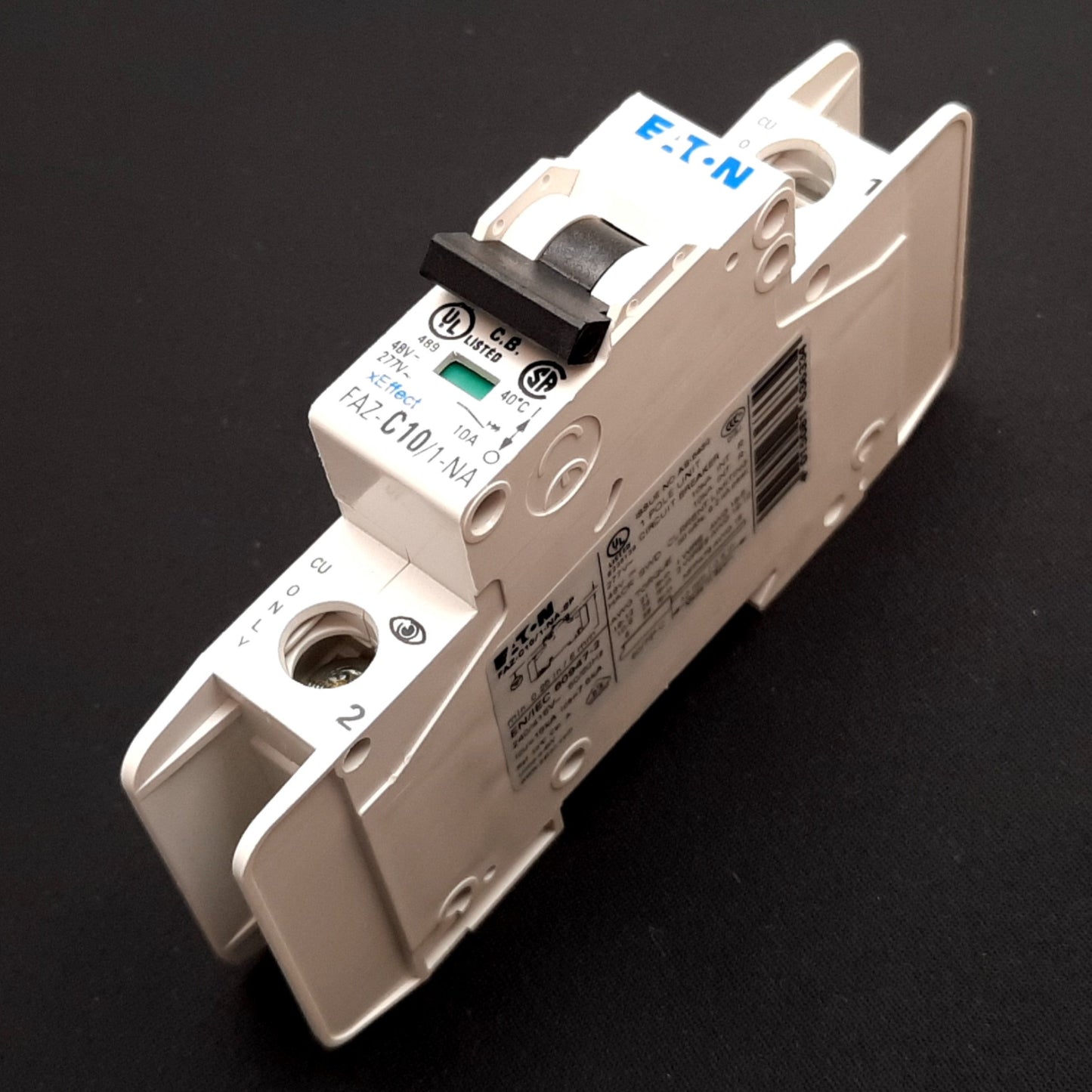 Used Eaton FAZ-C10/1-NA Circuit Breaker, 1-Pole, C-Curve, 48VDC 277VAC 10A