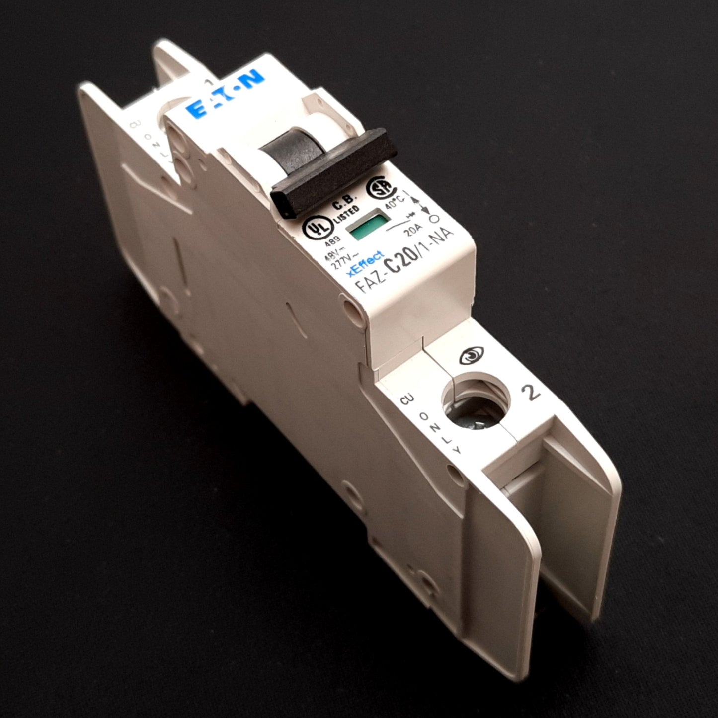 Used Eaton FAZ-C20/1-NA Circuit Breaker, 1-Pole, C-Curve, 48VDC 277VAC 20A