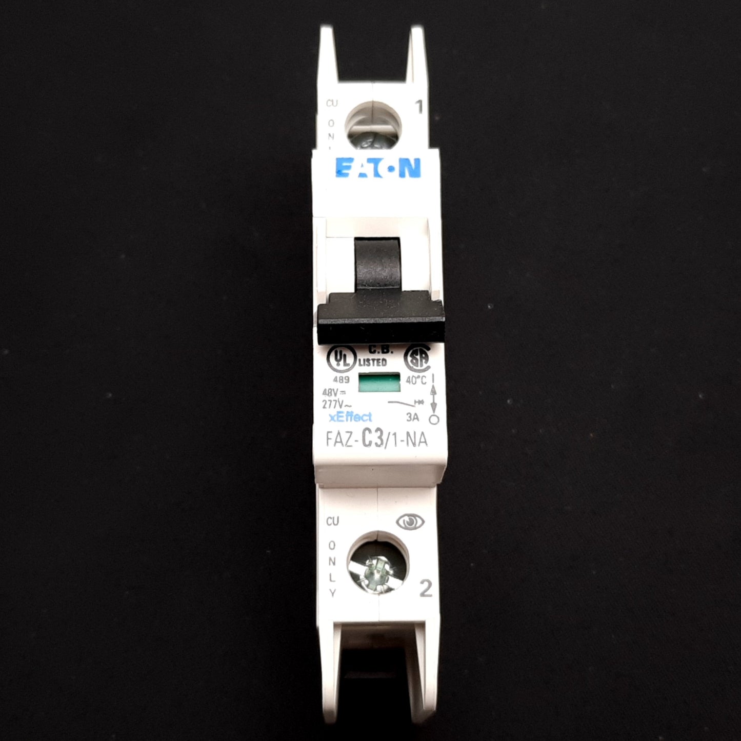 Used Eaton FAZ-C3/1-NA Circuit Breaker, 1-Pole, C-Curve, 48VDC 277VAC 3A