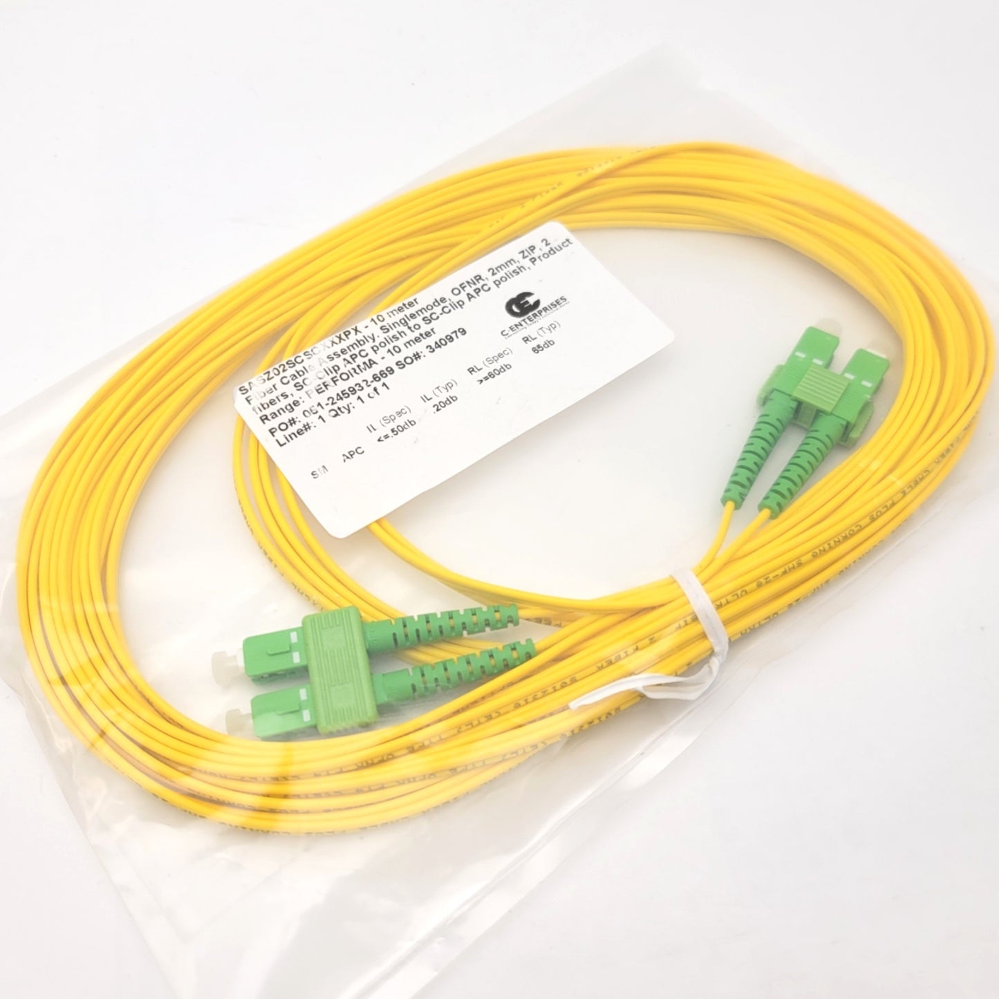 Used C Enterprises SASZ02SCSCXXXPX-10 Meter Fiber Cable Assembly Single-Mode 2mm