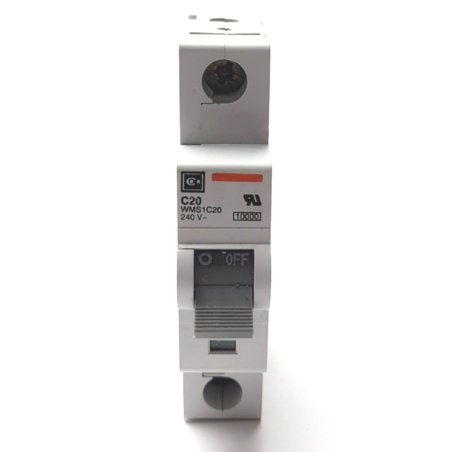 Used Cutler Hammer WMS1C20 Circuit Breaker, 1-Pole, C-Curve, 20A 240VAC, DIN Rail