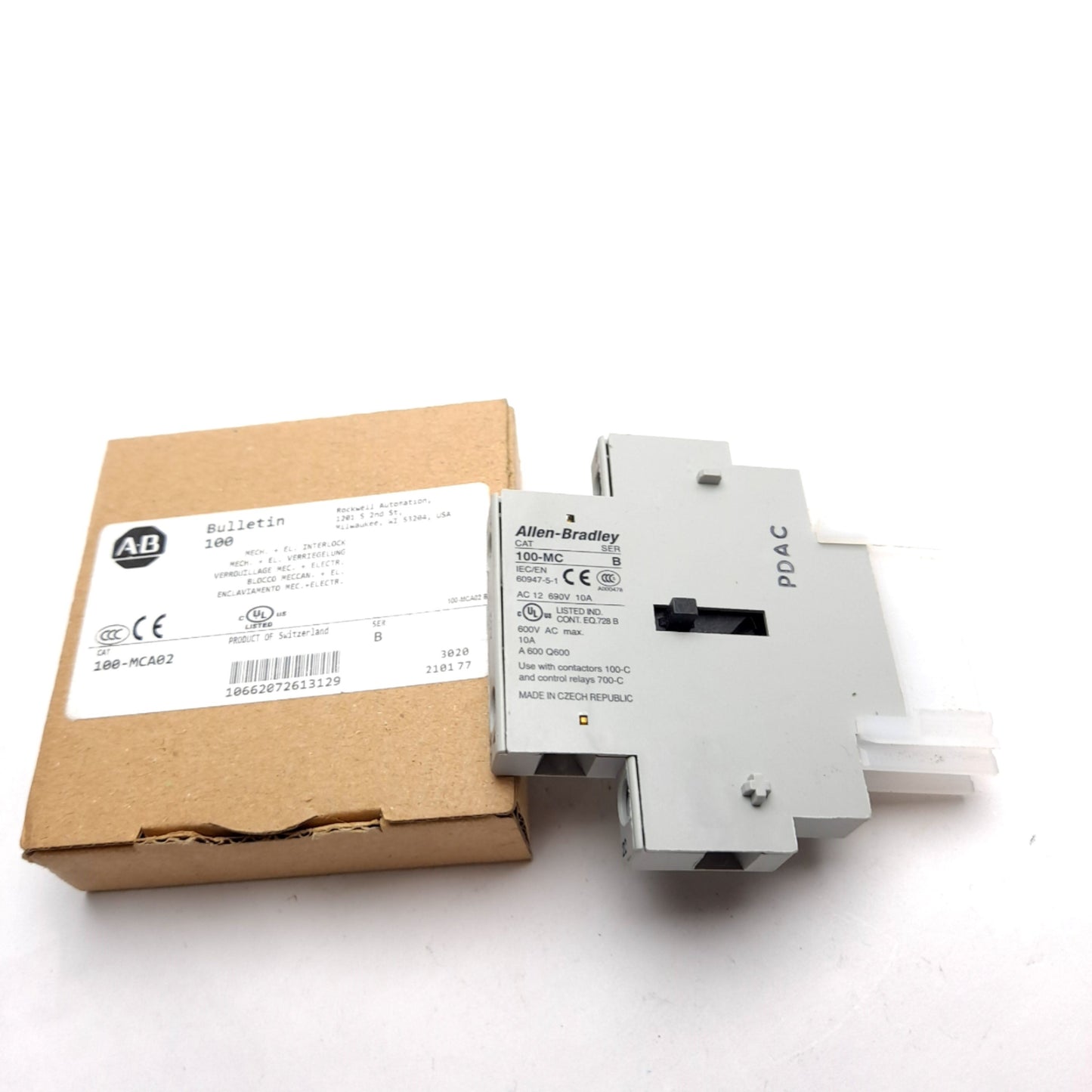 New Allen Bradley 100-MCA02 Mechanical/Electrical Interlock, For 100-C Contactors