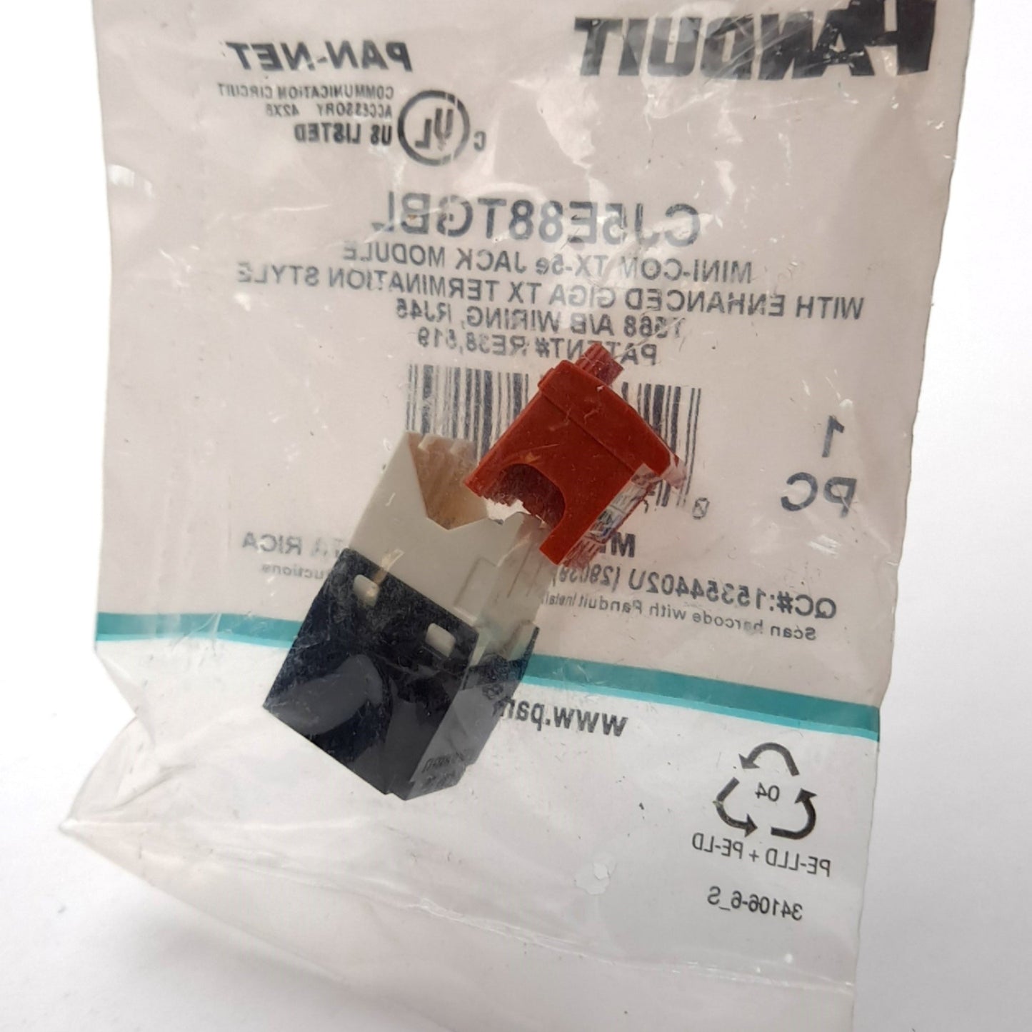 Used Lot of 2 Panduit CJ5E88TGBL Mini Com TX-5e Jack Module RJ45, Cat 5e